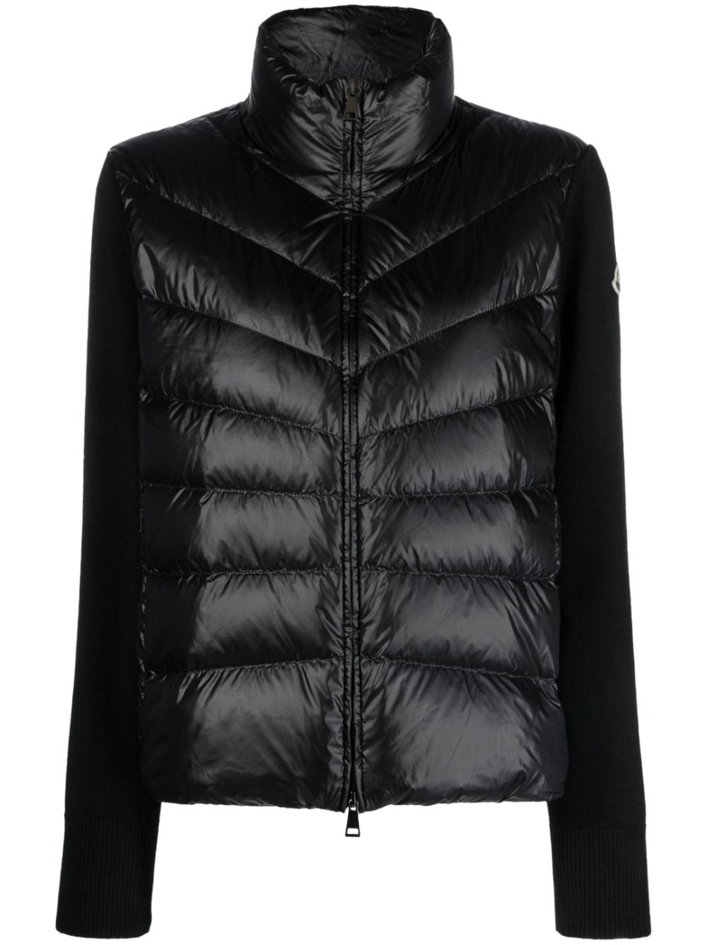 knitted-panel puffer jacket - 1