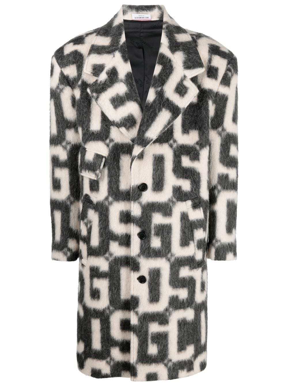 monogram-print single-breasted coat - 1