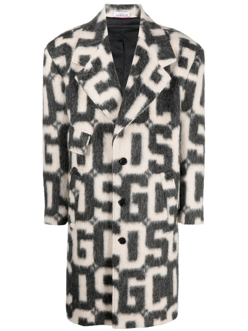 monogram-print single-breasted coat 1