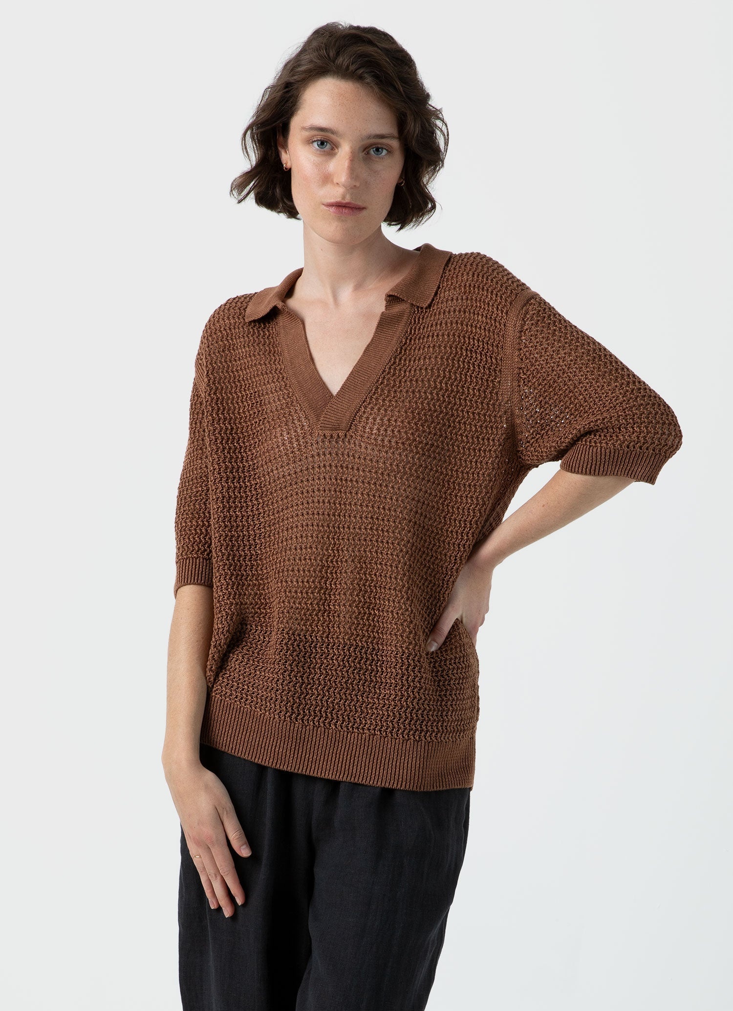 Linen Mesh Polo Shirt - 3