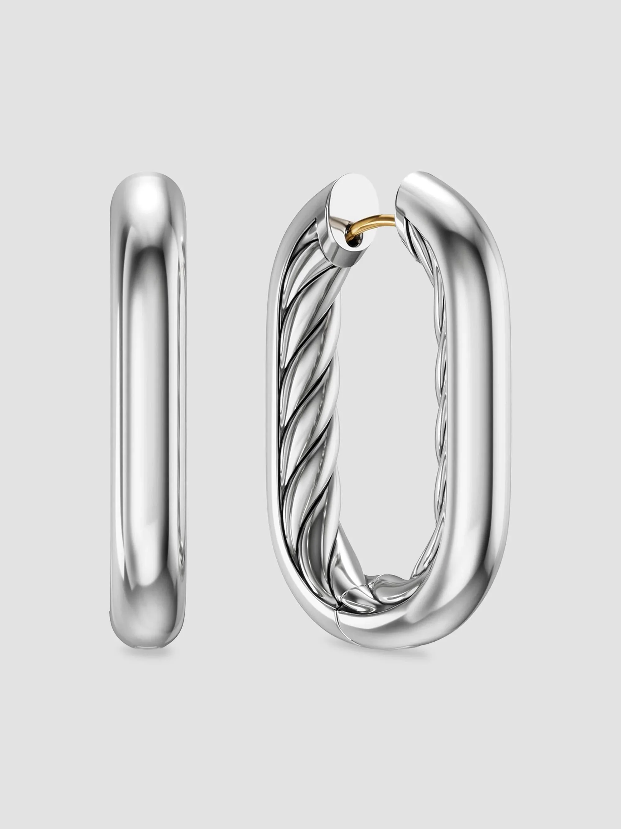Women's DY Madison Smooth Hoop Earrings in Sterling Silver, 29.5MM - Silver - 1