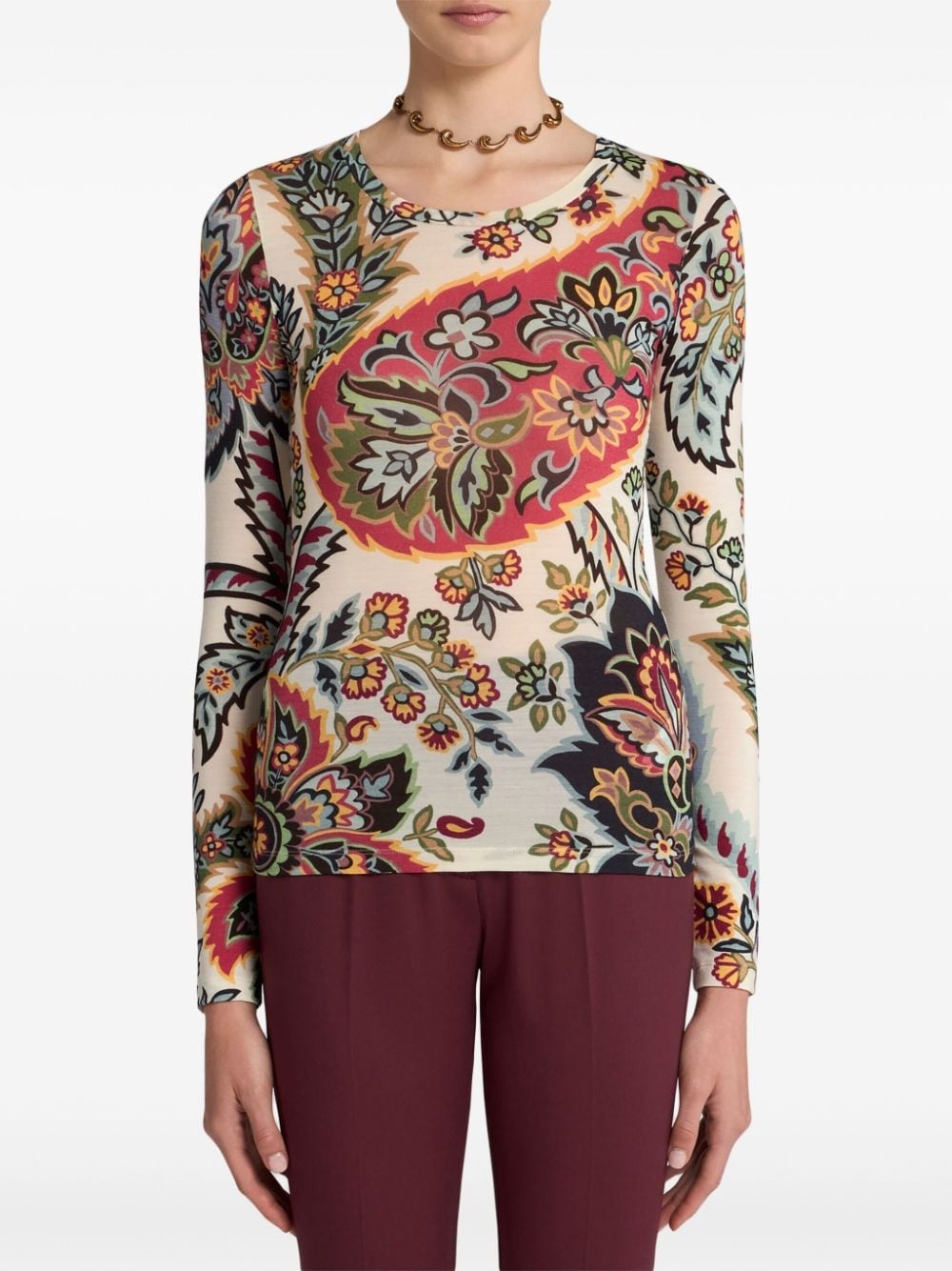 paisley-print jersey top - 2