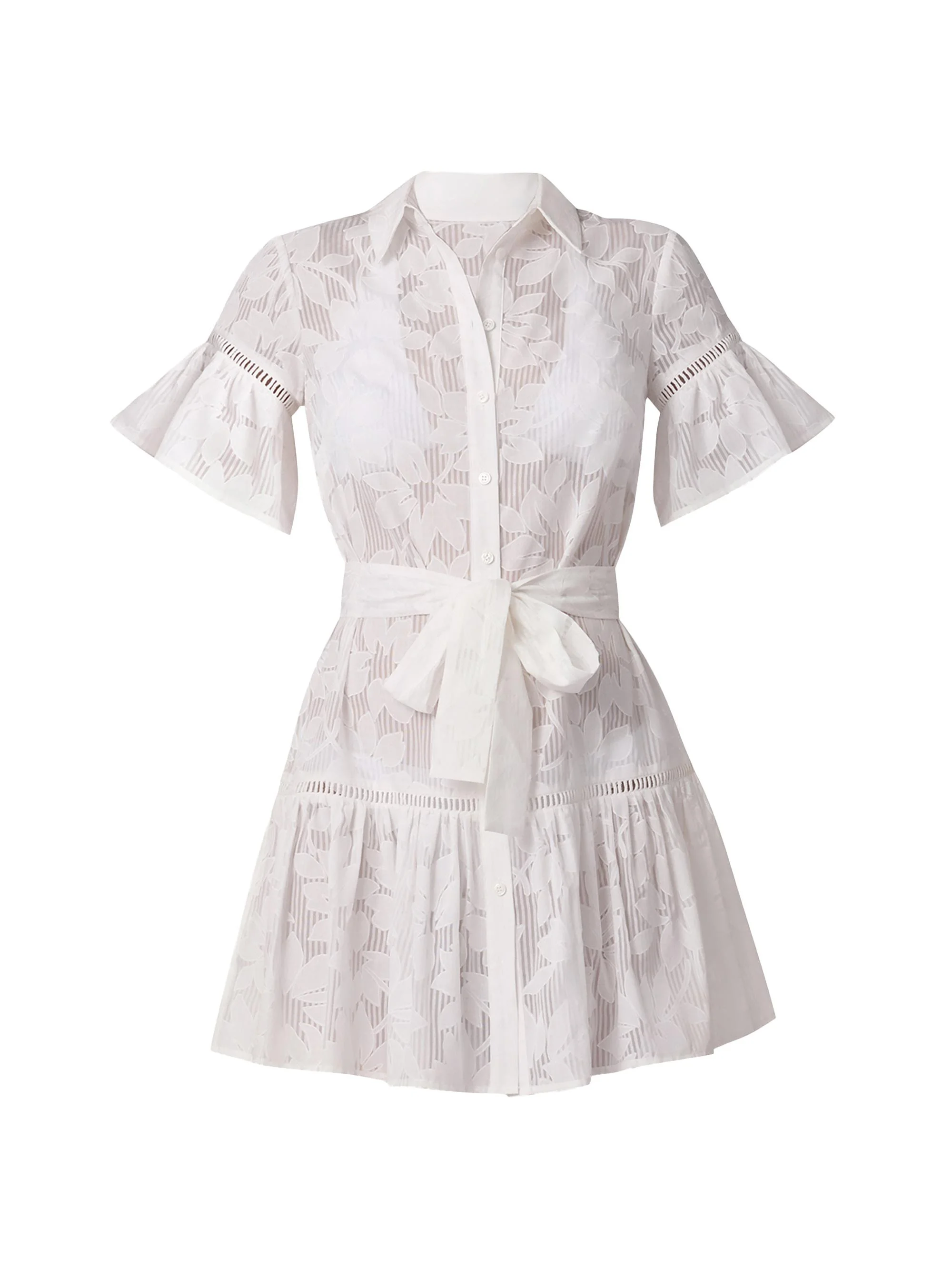 Women's Floral Cotton-Blend Mini-Shirtdress - Optic - 1