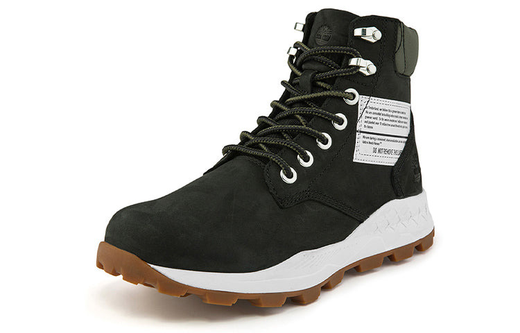 Timberland 6 Inch Brooklyn Side Zip Wide Fit Boots 'Black Nubuck with Green Padded Collar' A41Y6W - 3