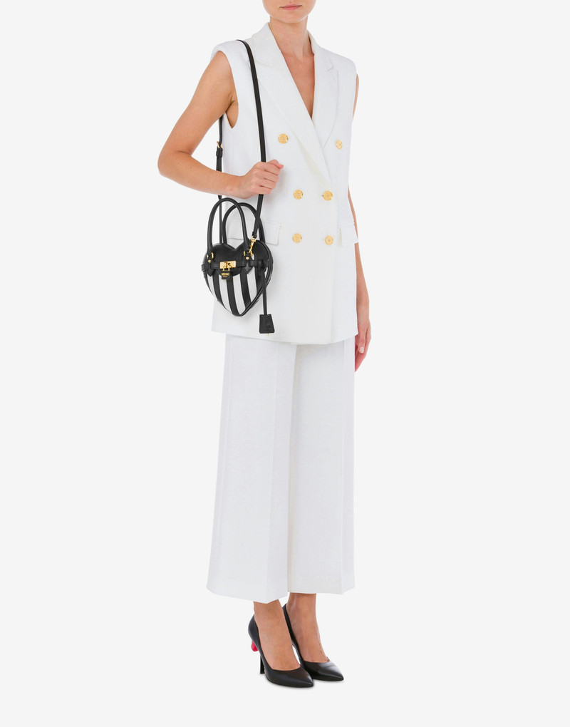 MOSCHINO HEARTBEAT STRIPED CALFSKIN BAG 4
