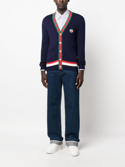 GUCCI Web-stripe button-up cardigan outlook