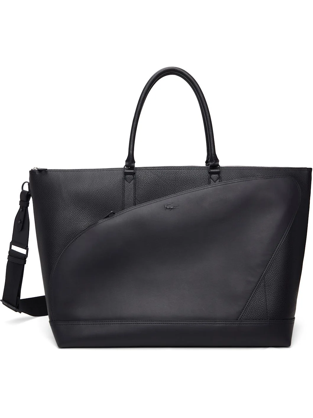 Black 'Club Lacoste' Grain Leather Weekend Tote - 1