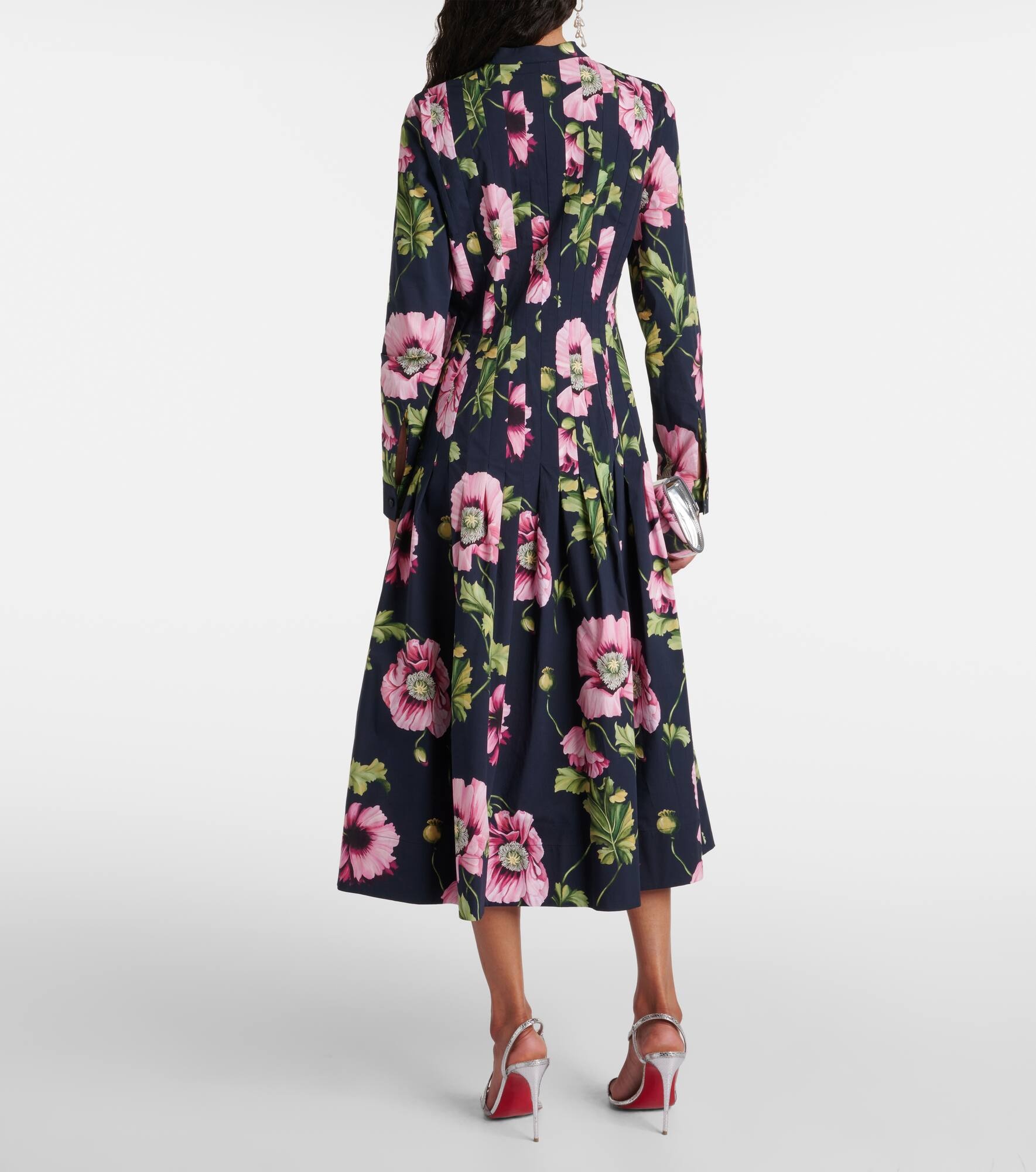 Floral cotton-blend midi dress - 3