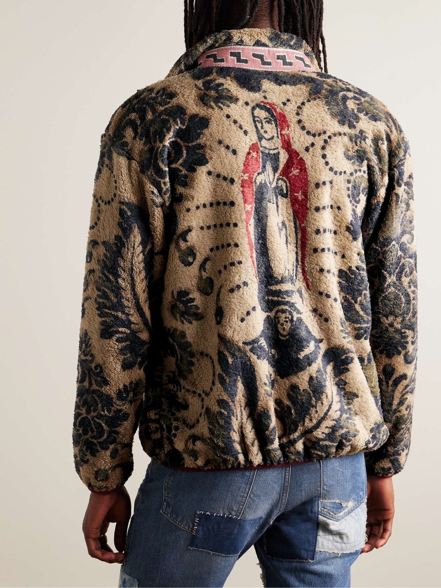 Jacquard-Trimmed Printed Fleece Jacket - 3