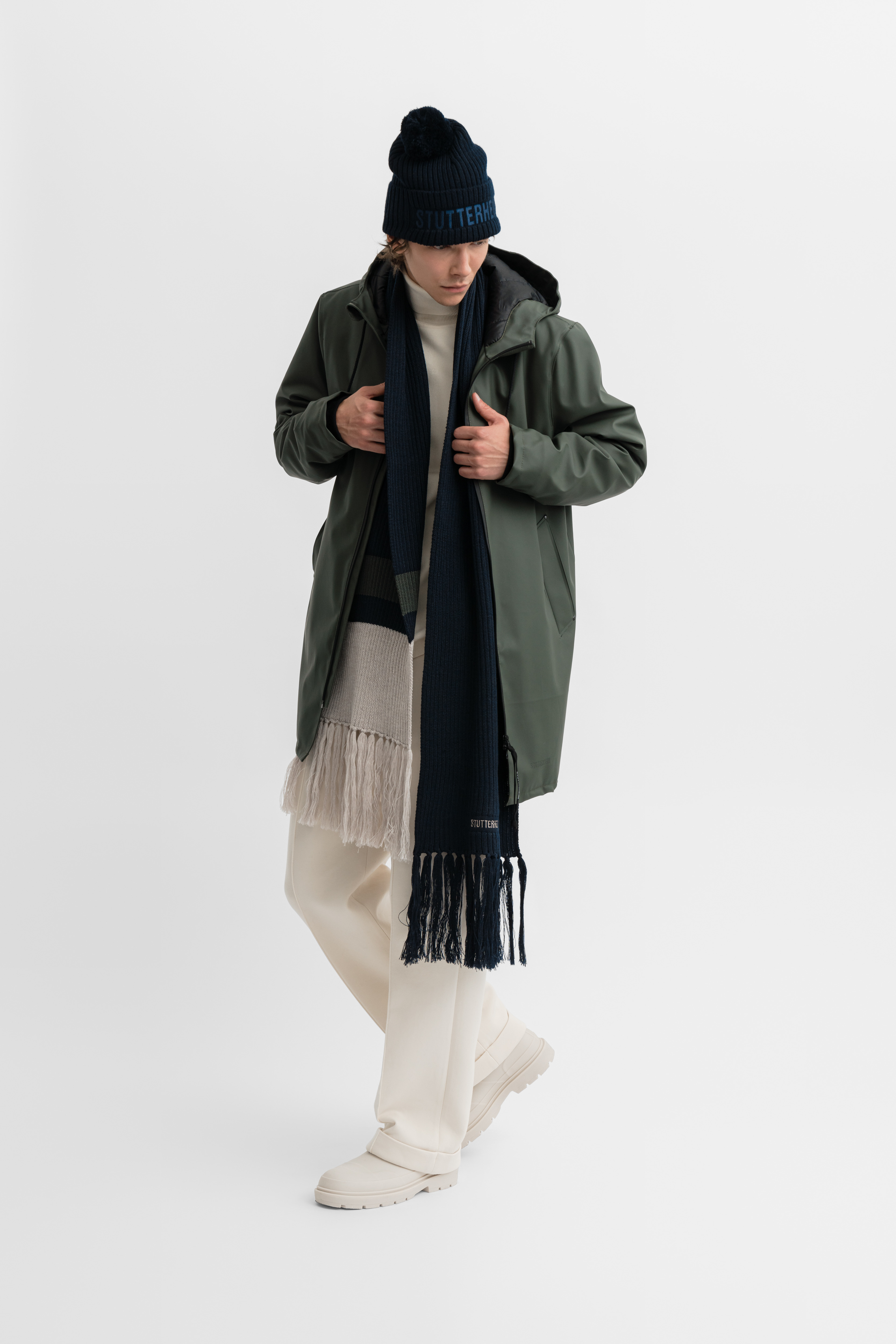 Fringe Scarf Navy - 9
