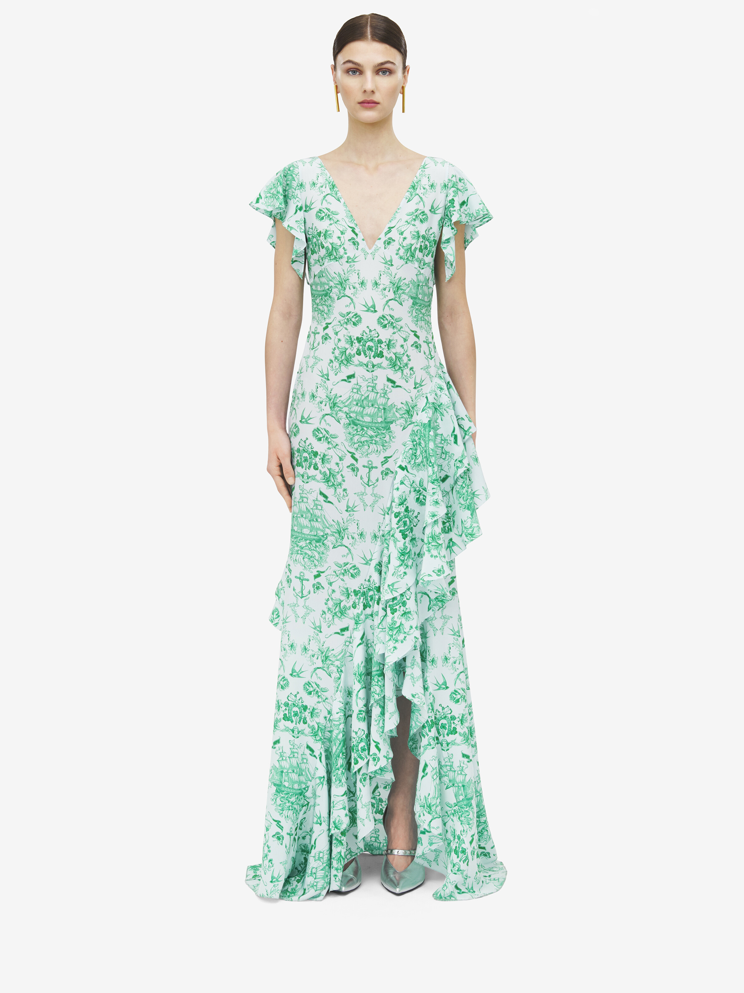Sailor Tattoo Asymmetric Ruffle Dress - 2