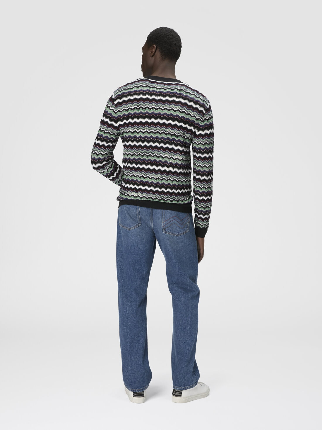 Cardigan in wool-cotton blend with zigzag - 3
