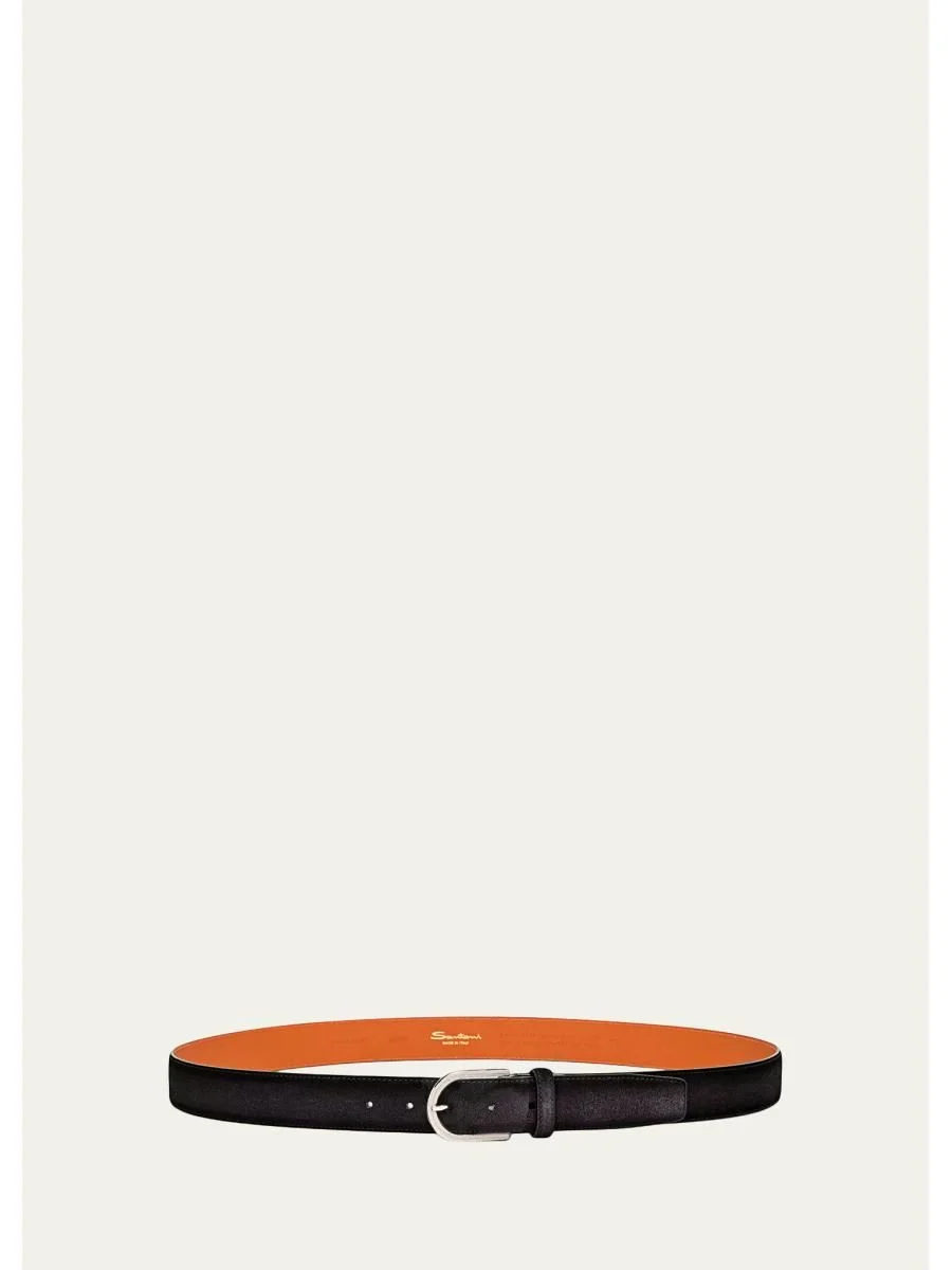 Men's Cintura Fibbia Suede Round-Buckle Belt - 1