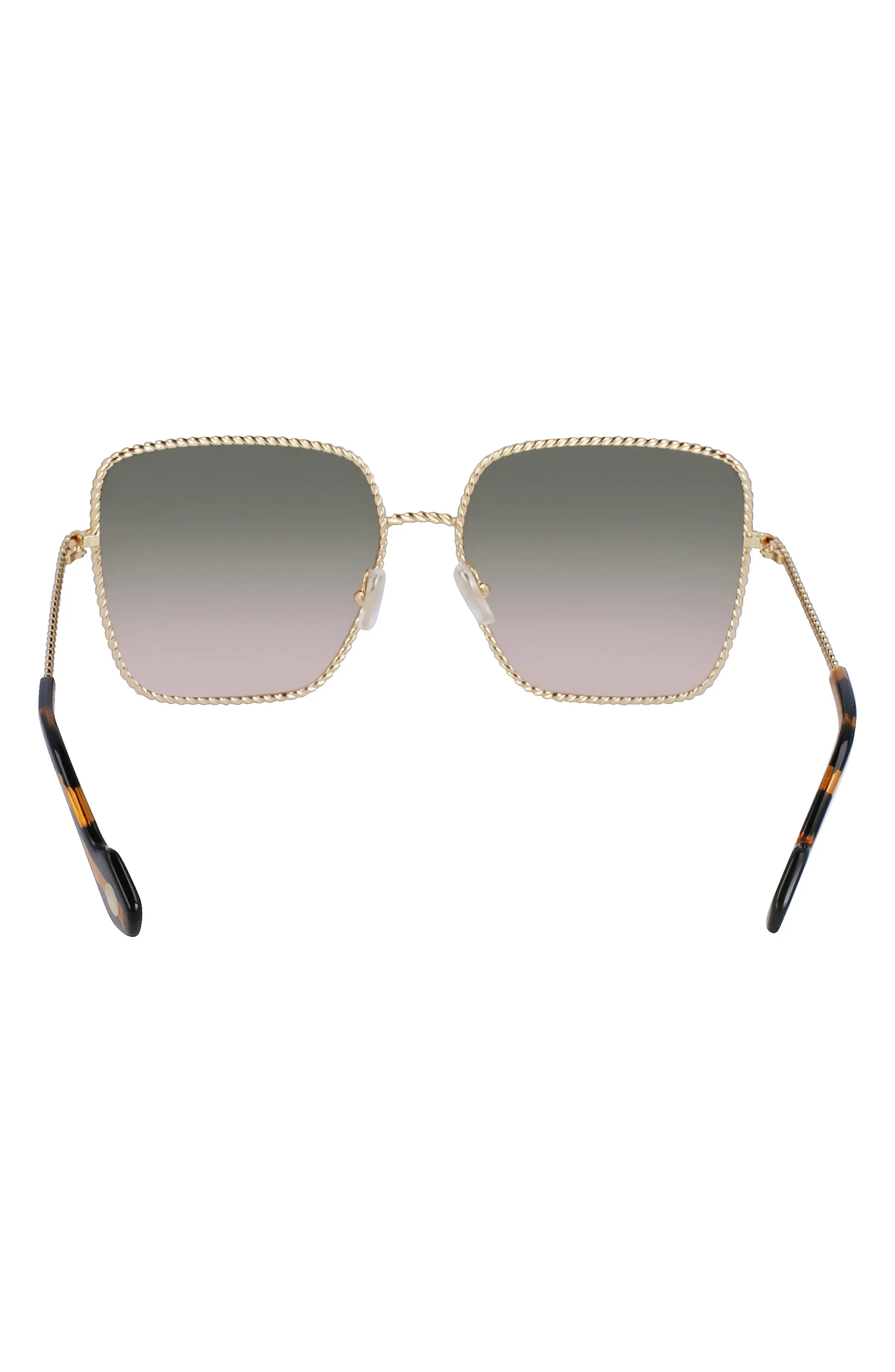 Babe 59mm Gradient Square Sunglasses in Gold/Gradient Green Peach - 4