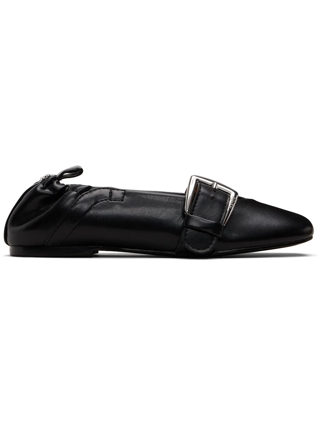 Black Buckle Strap Ballerina Flats - 1