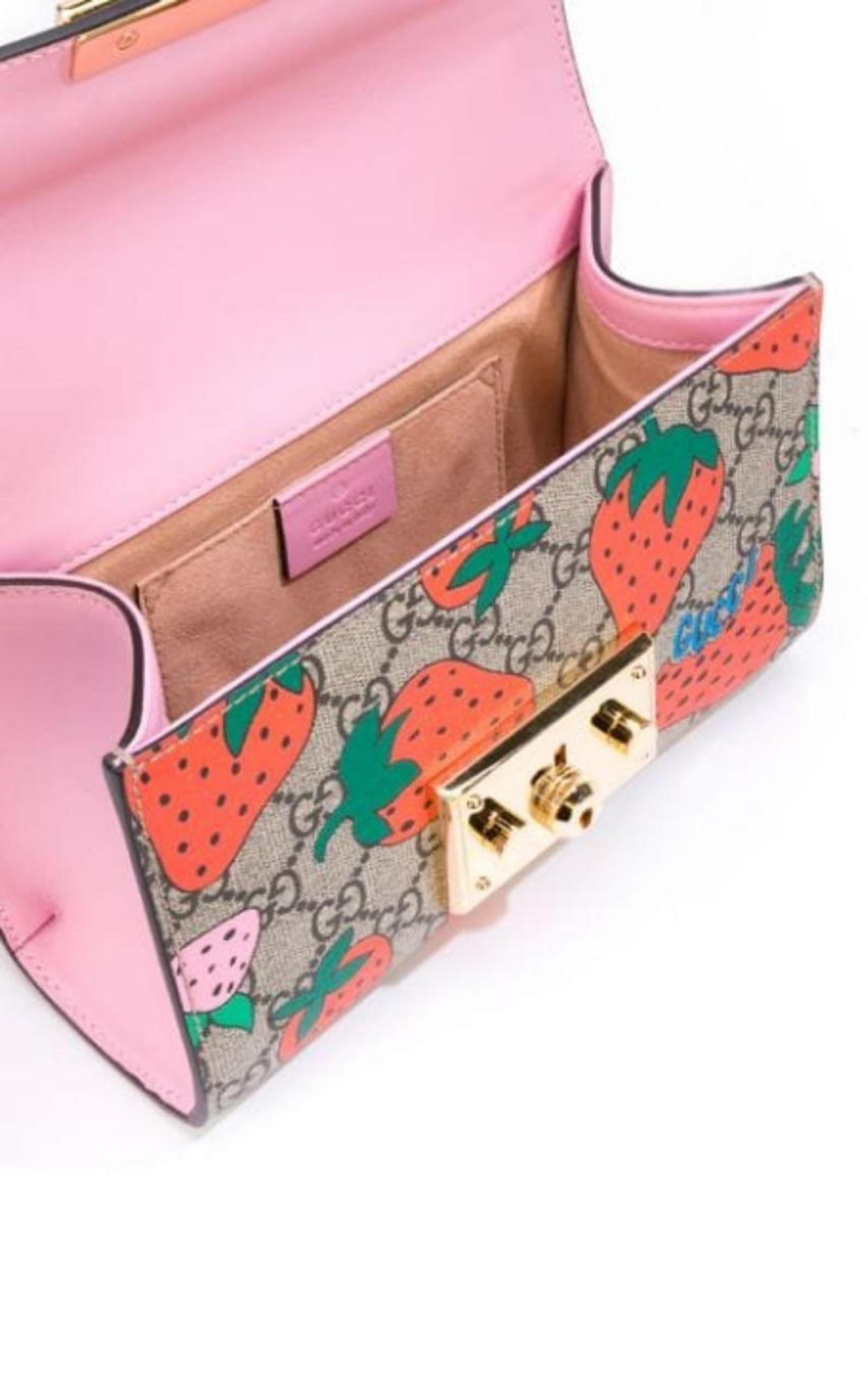 Padlock Gg Strawberry Small Shoulder Bag - 7