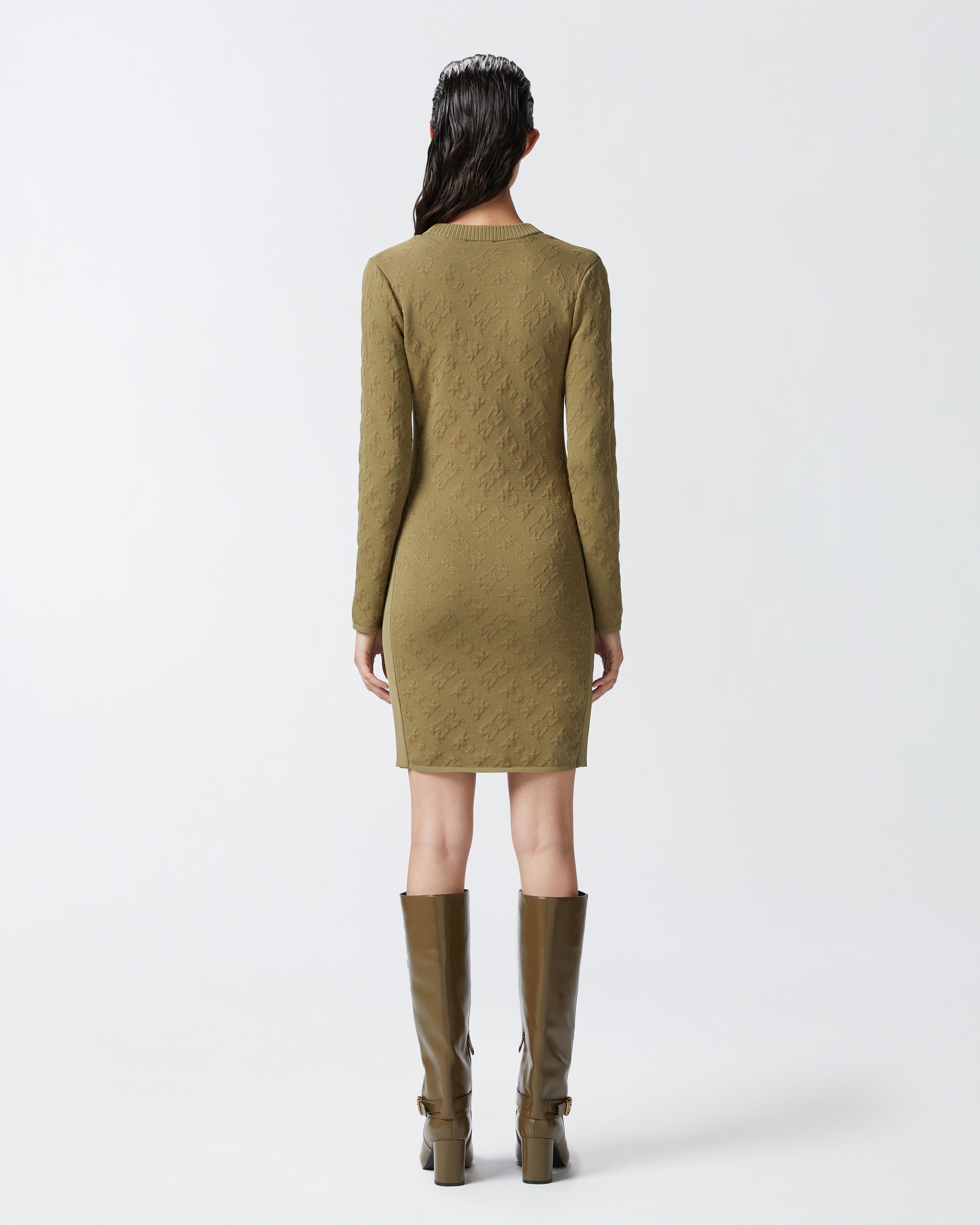 JACQUARD LOGO KNITTED CARDIGAN DRESS - 4