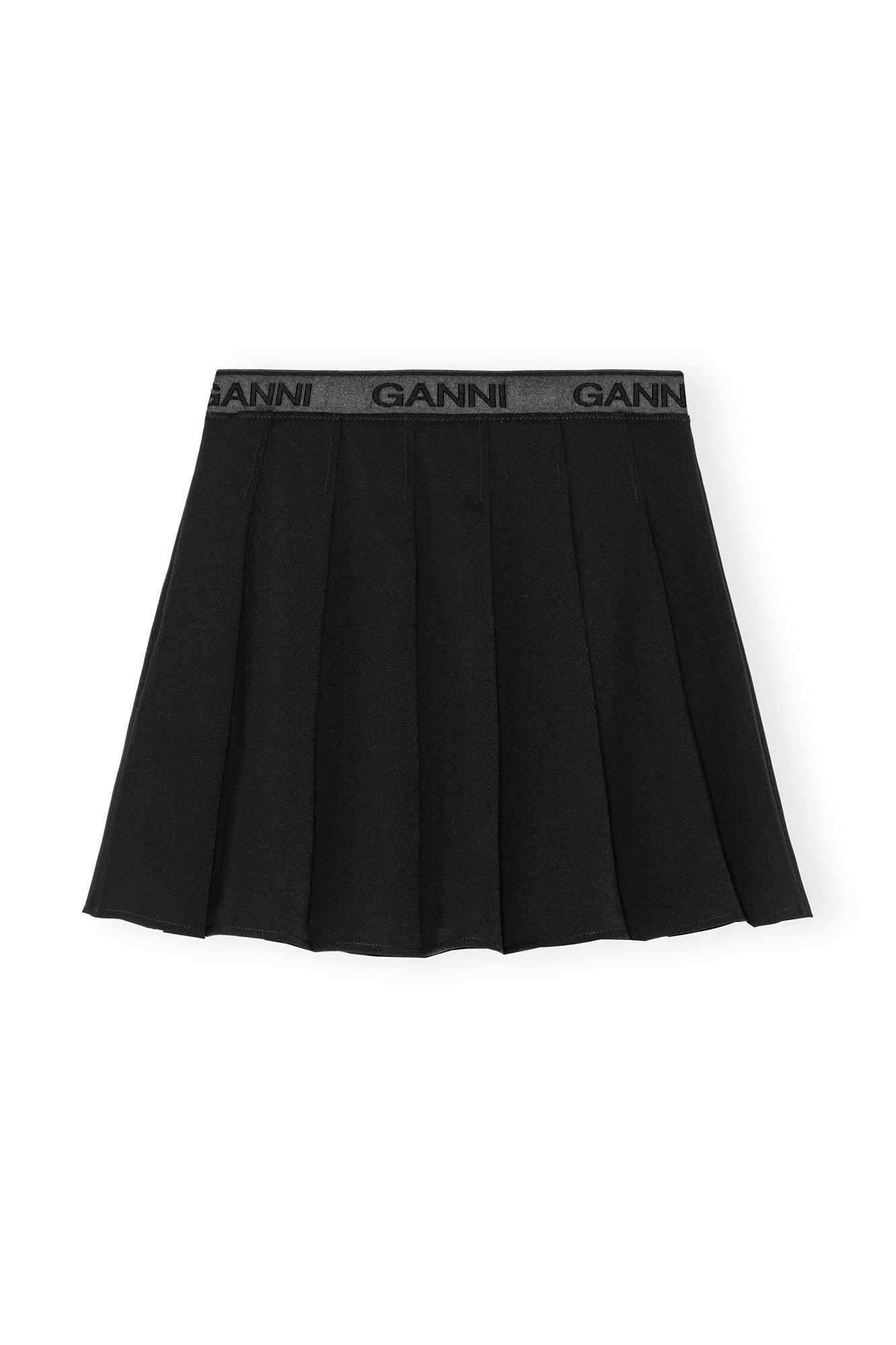 BLACK LIGHT TWILL PLEATED MINI SKIRT - 1