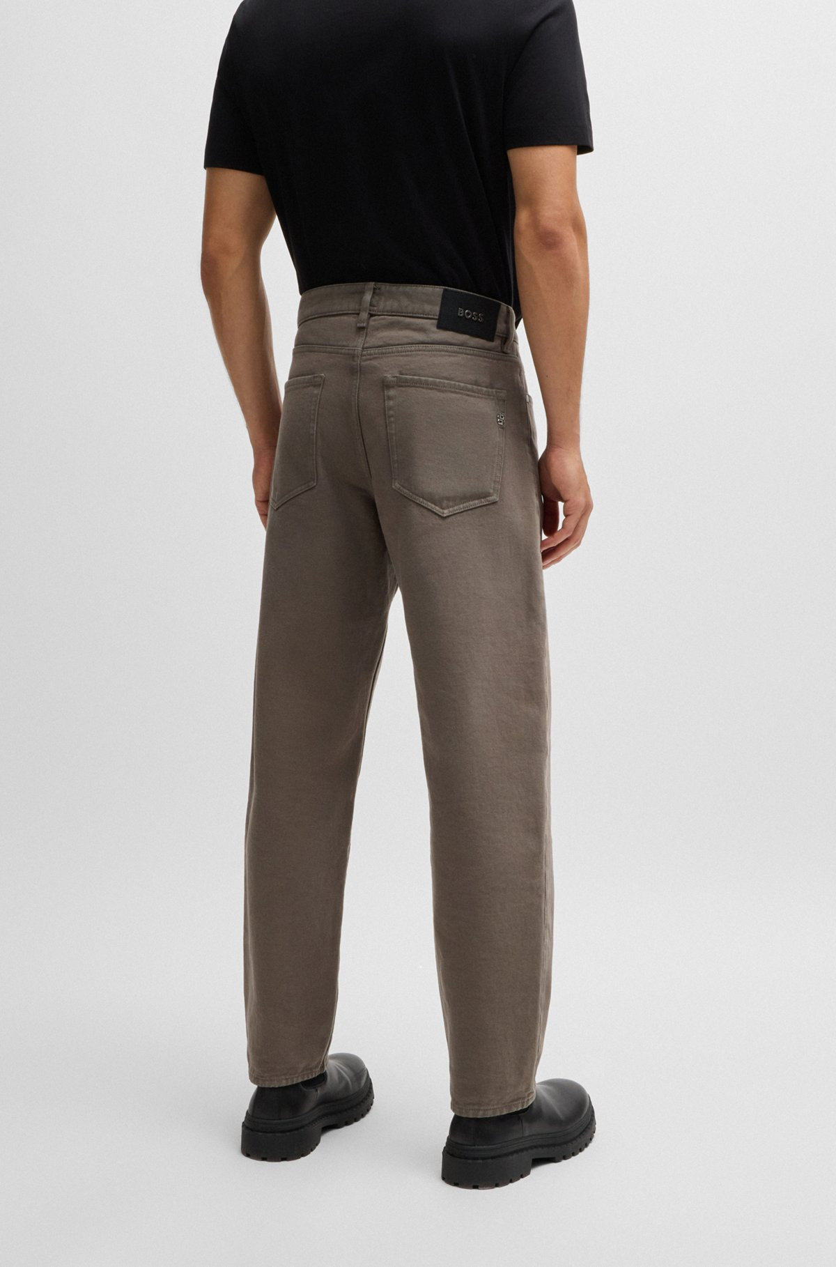 BAGGY-FIT JEANS IN BEIGE ITALIAN DENIM - 4