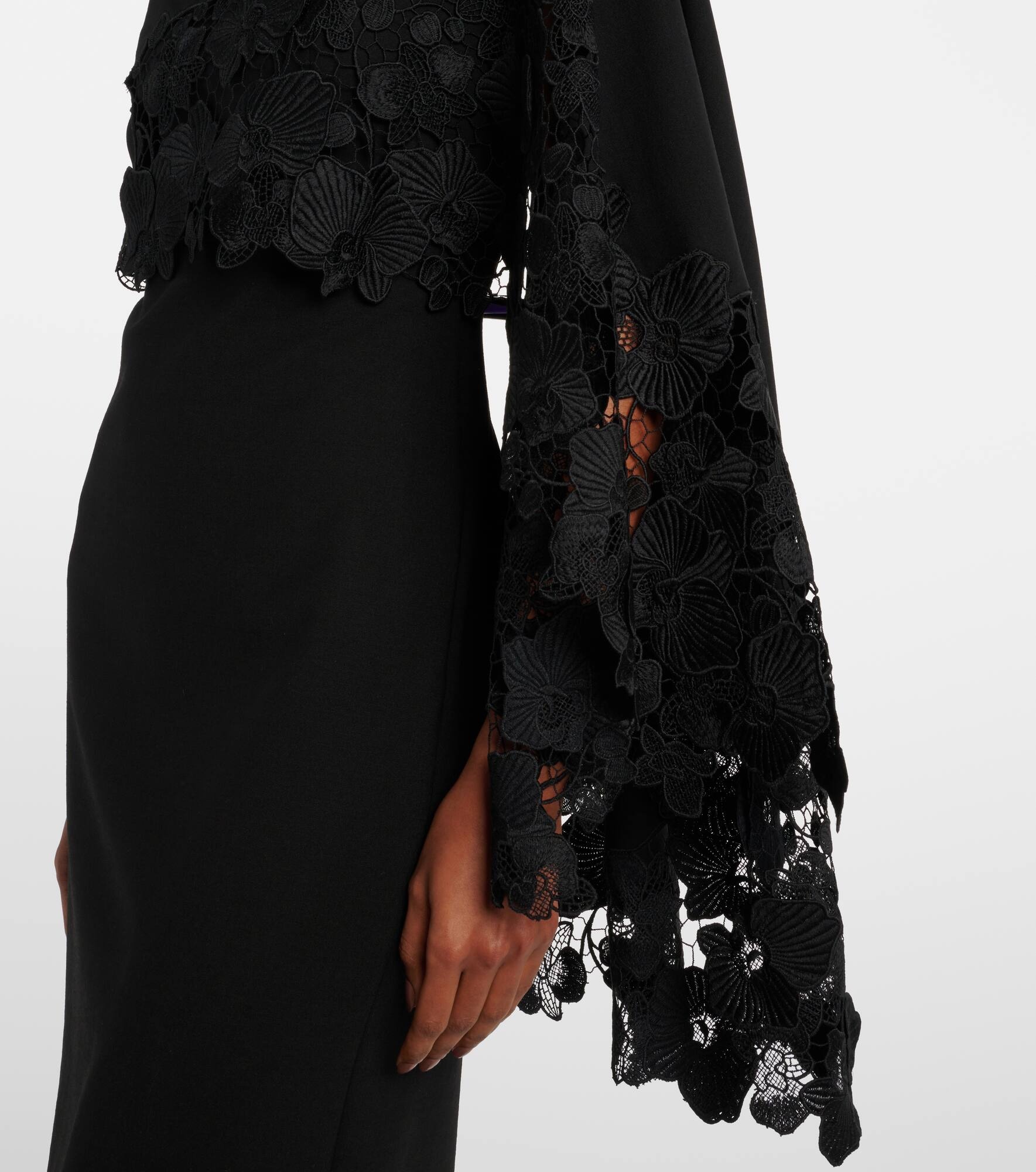 Floral guipure wool midi dress - 5