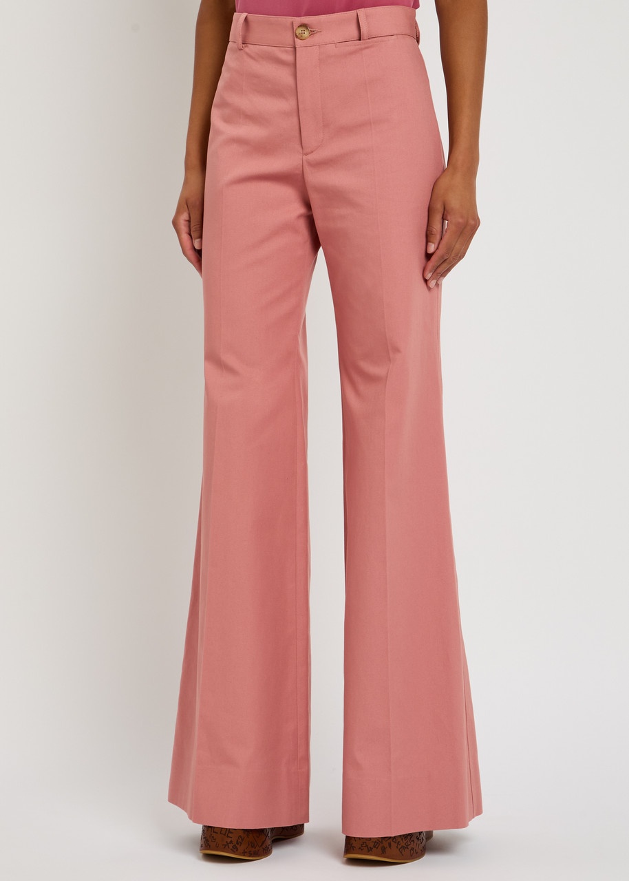 Chloe Flared-leg Canvas Trousers - 2