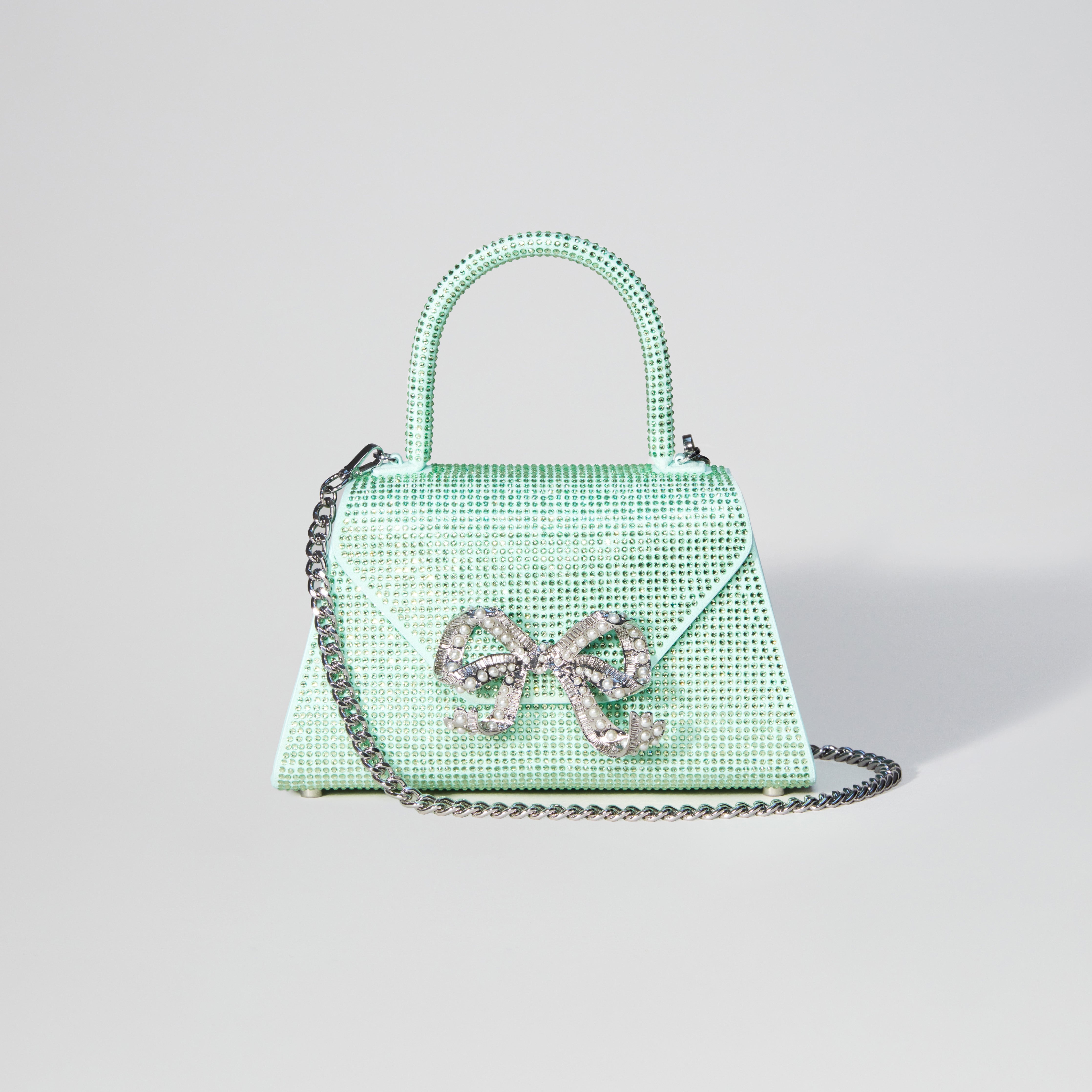 Aqua Rhinestone Bow Envelope Mini Bag - 4