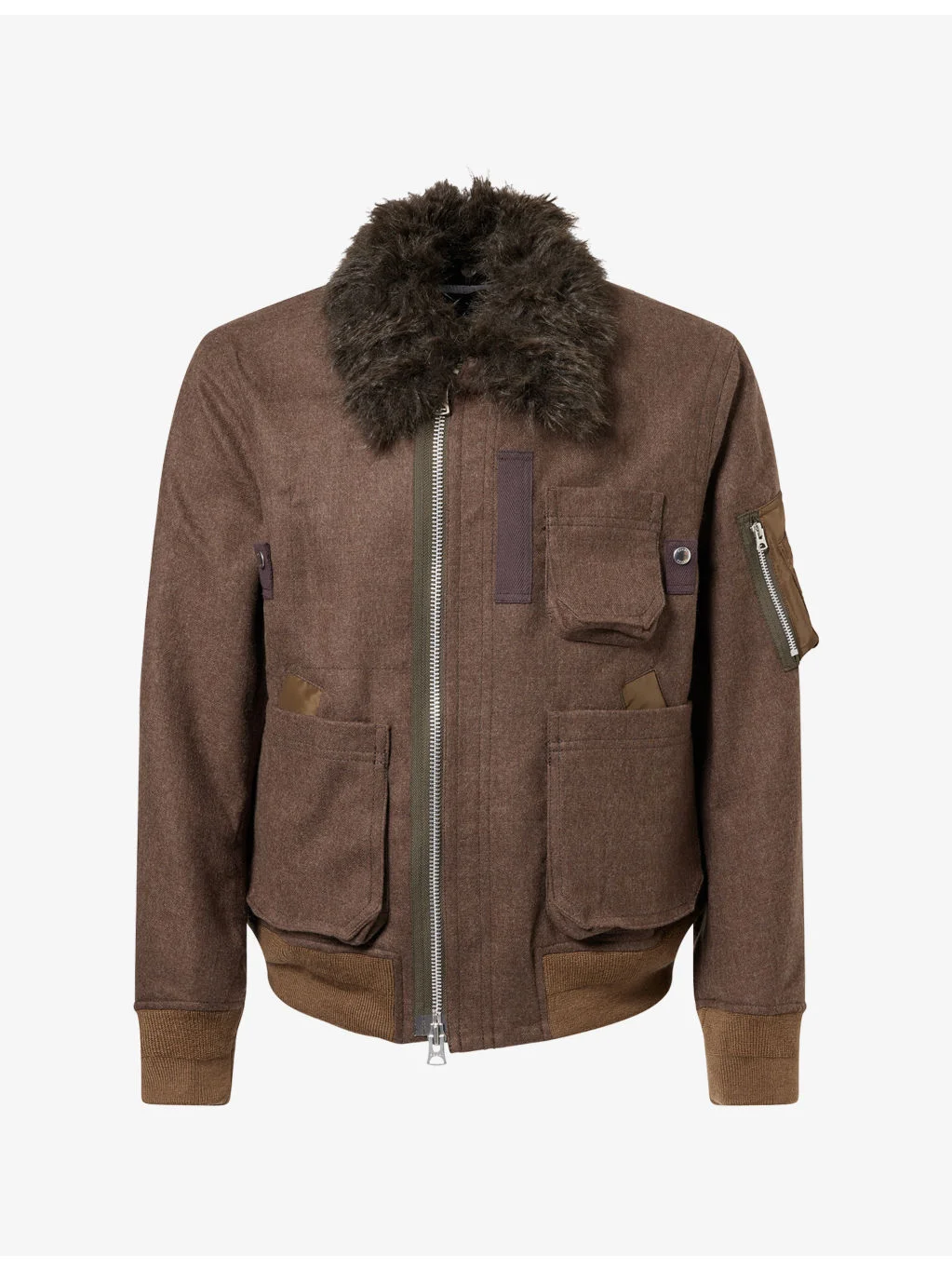 Melton Collared Wool Bomber Jacket - 1