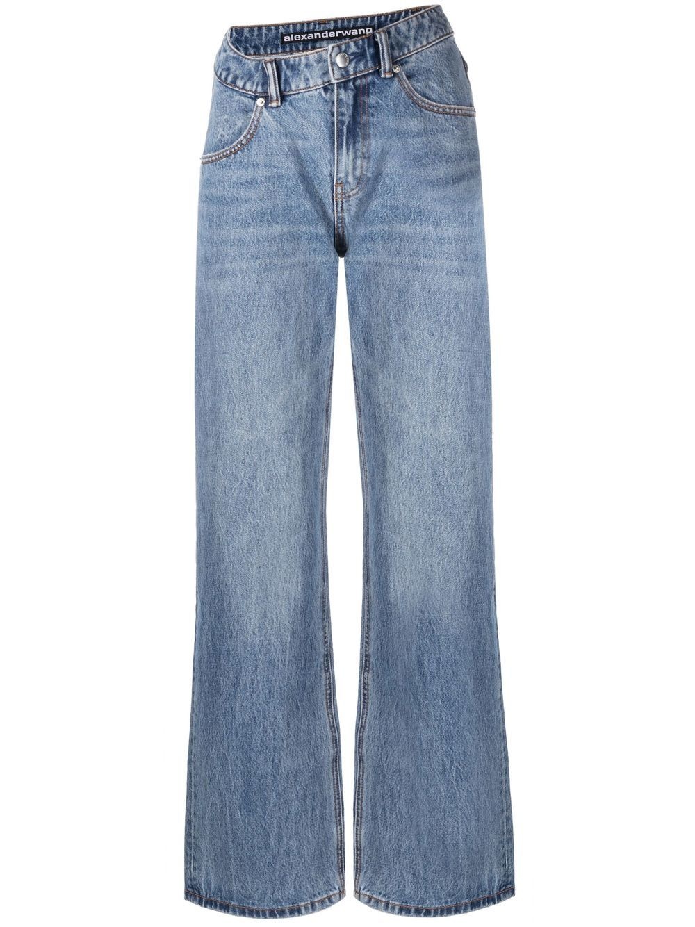 asymmetric-waist denim jeans - 1
