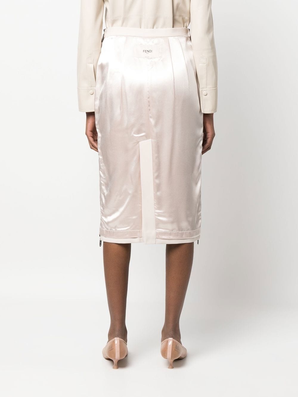 satin-finish gabardine midi skirt - 4