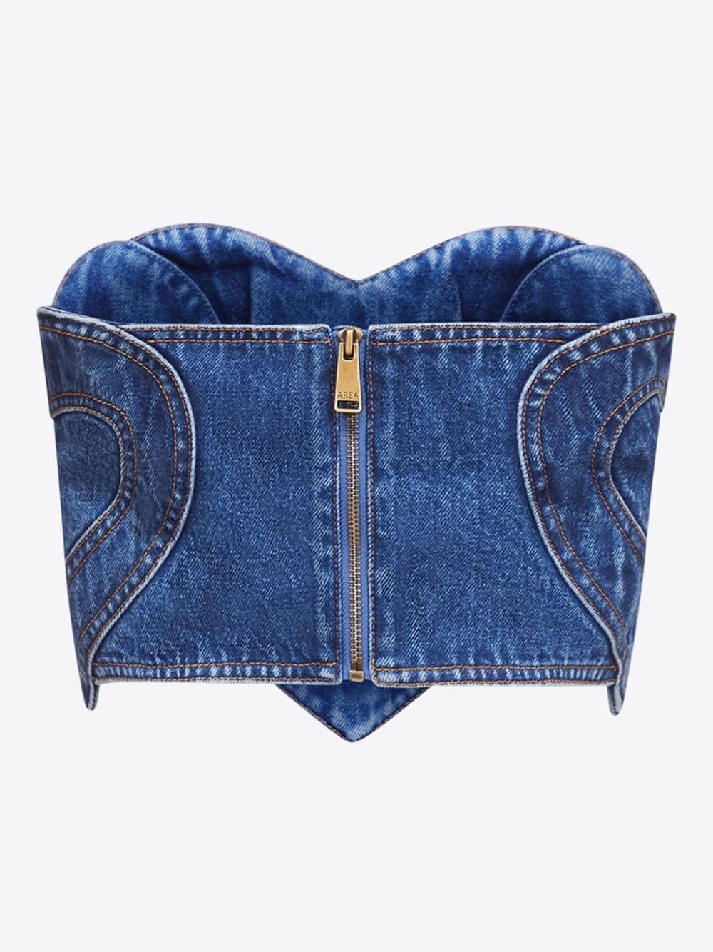 patchwork heart-motif denim bandeau - 7