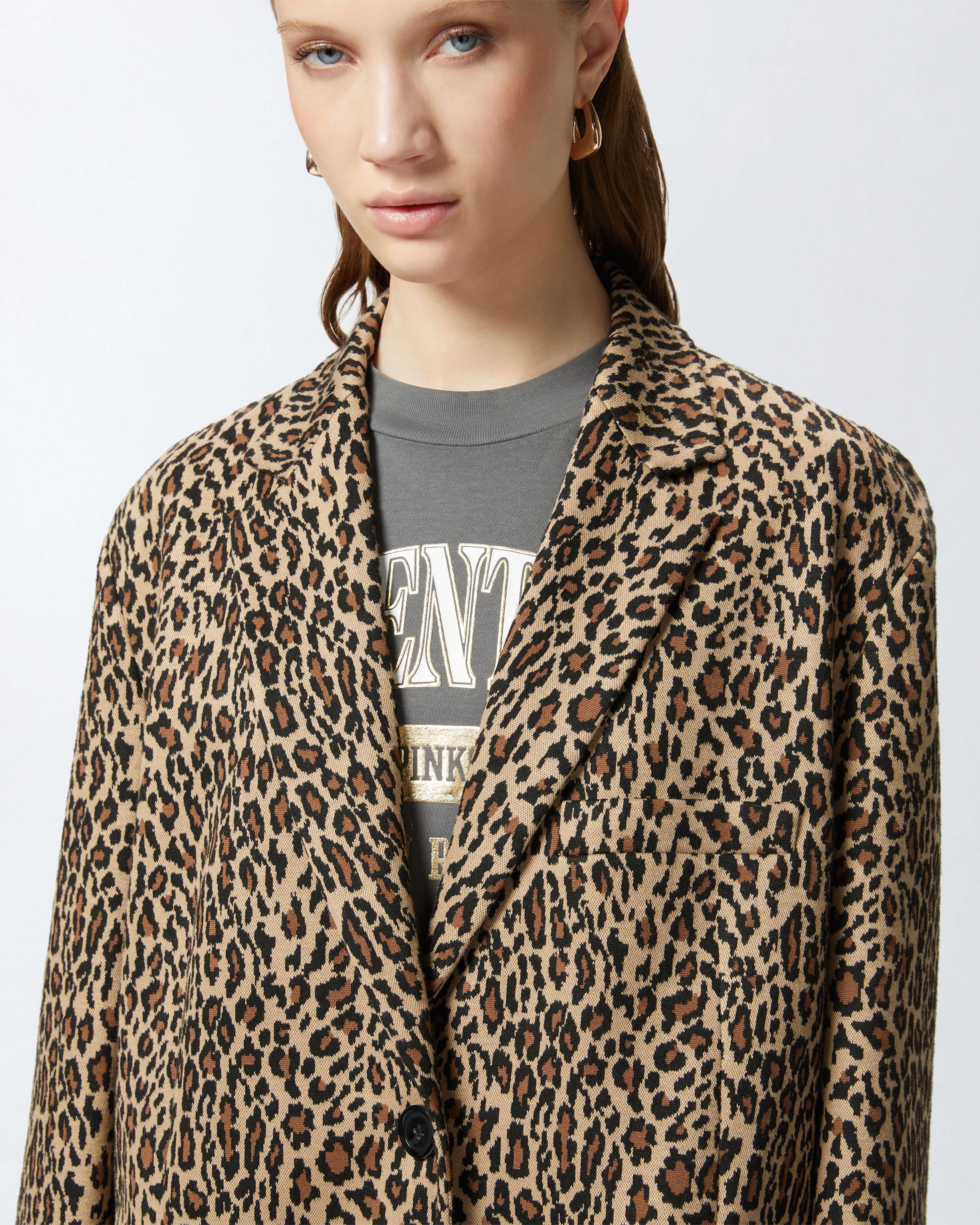 OVERSIZED SPOTTED SINGLE-BREASTED BLAZER - 5
