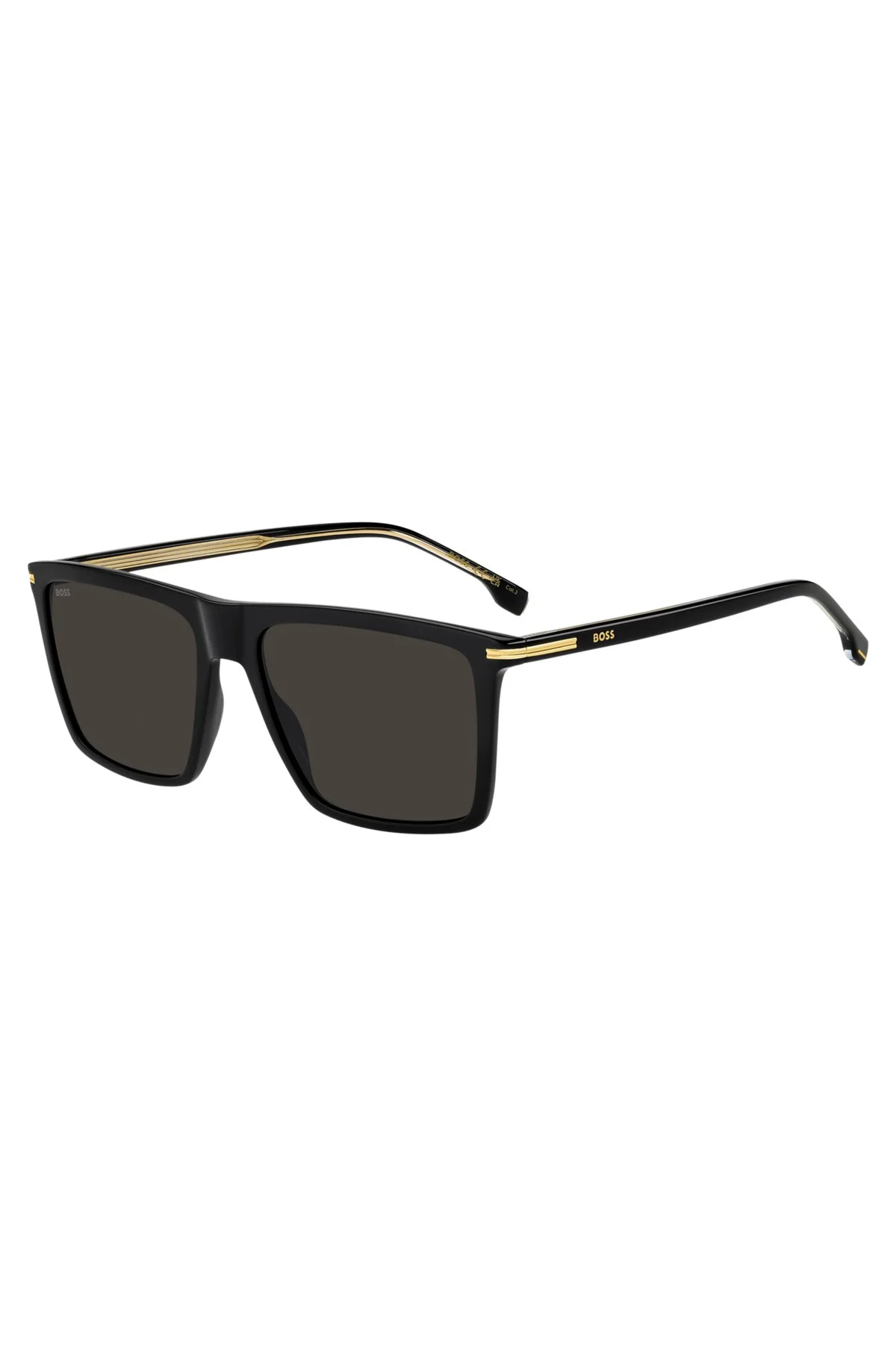 BLACK-ACETATE SUNGLASSES WITH GOLD-TONE TRIMS - 1
