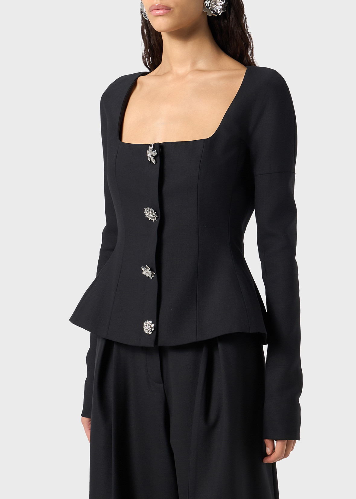 TWILL JACKET WITH GEM BUTTONS - 5