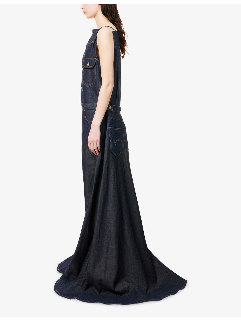 Sacai X Levi's Flared Sleeveless Denim Jumpsuit - 3