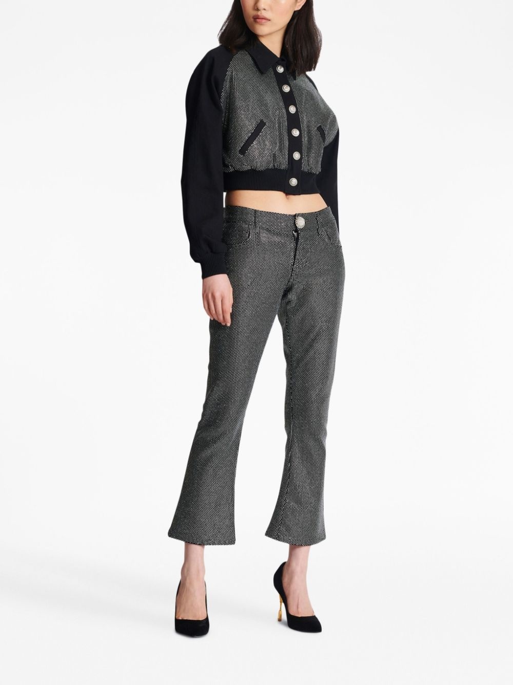 logo-embellished cropped jacket - 3