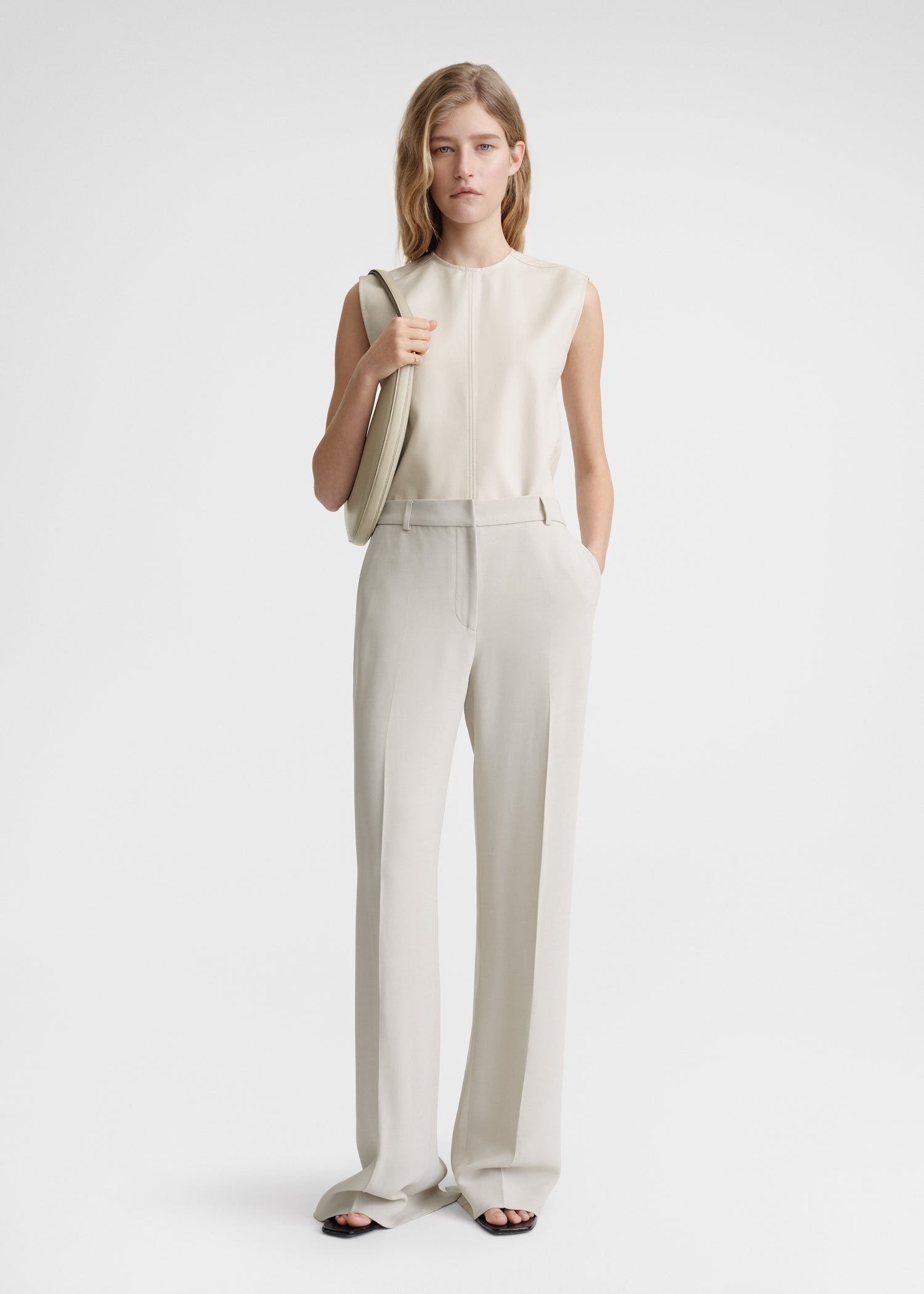 Relaxed straight trousers pebble - 2