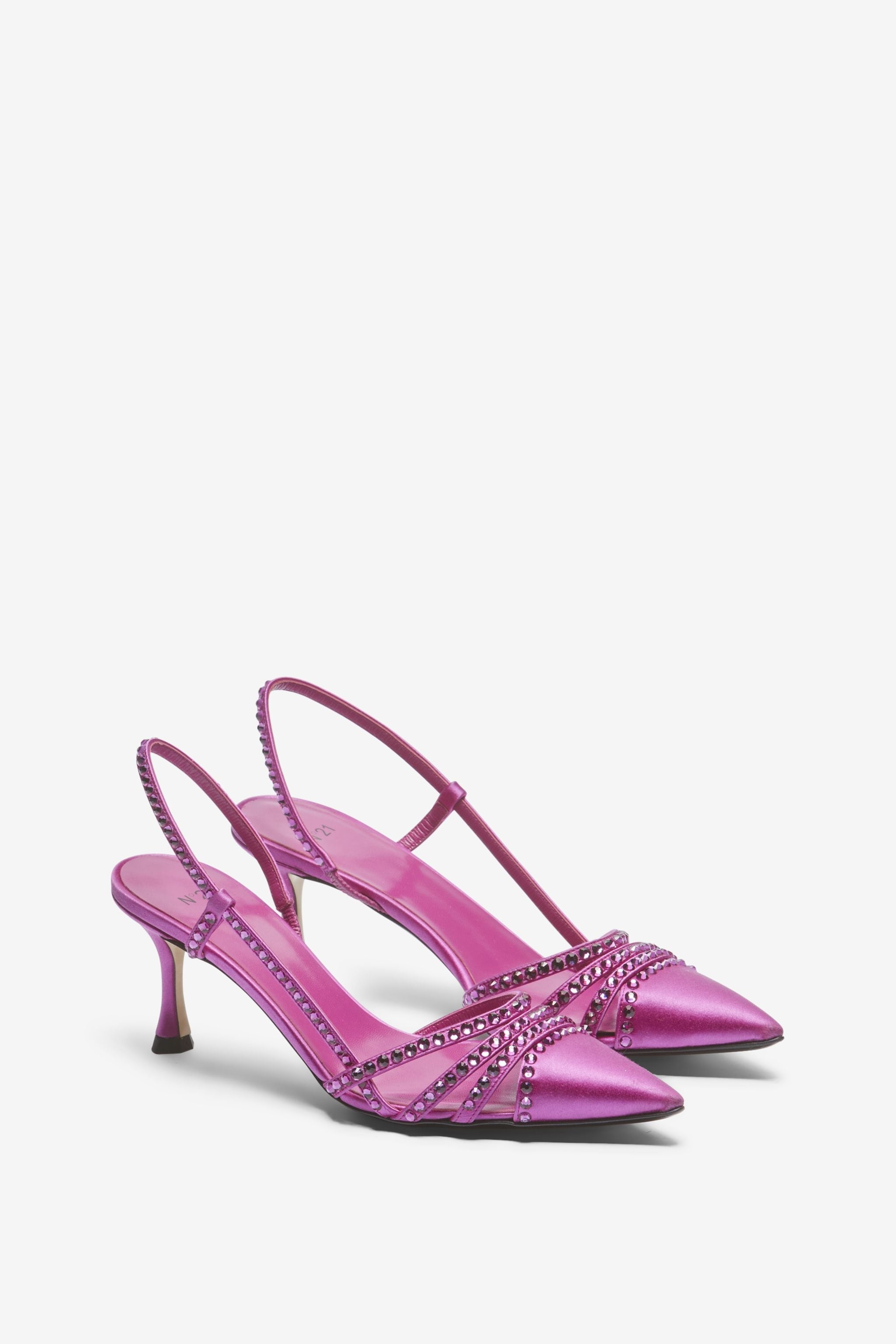 CRYSTAL SATIN SLINGBACK PUMPS - 2