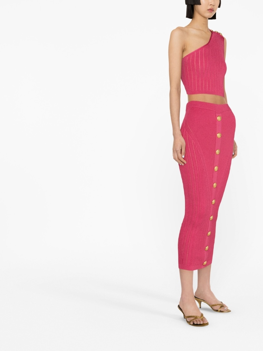 asymmetric buttoned knit top - 3