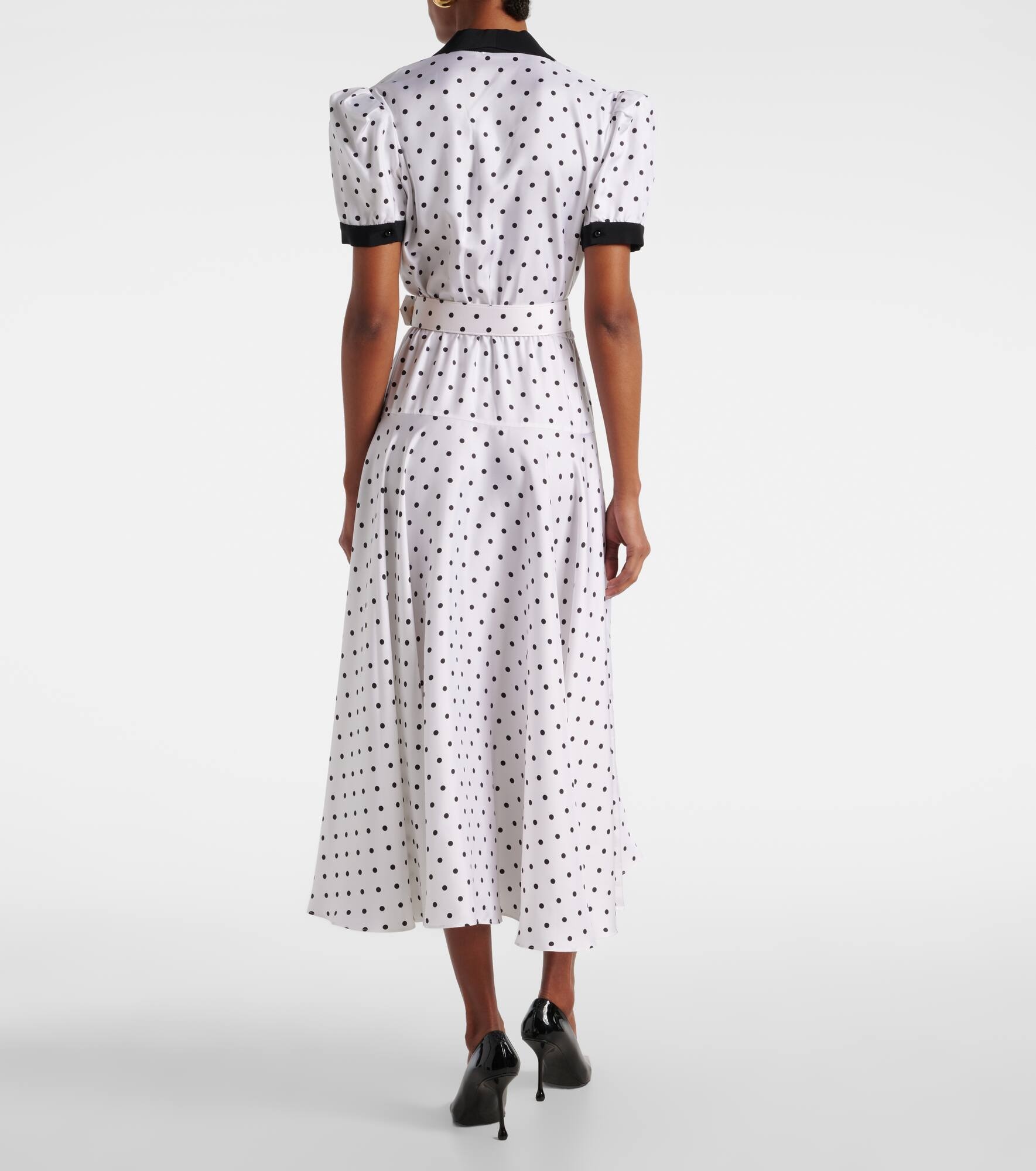 Polka Dot silk twill midi dress - 3