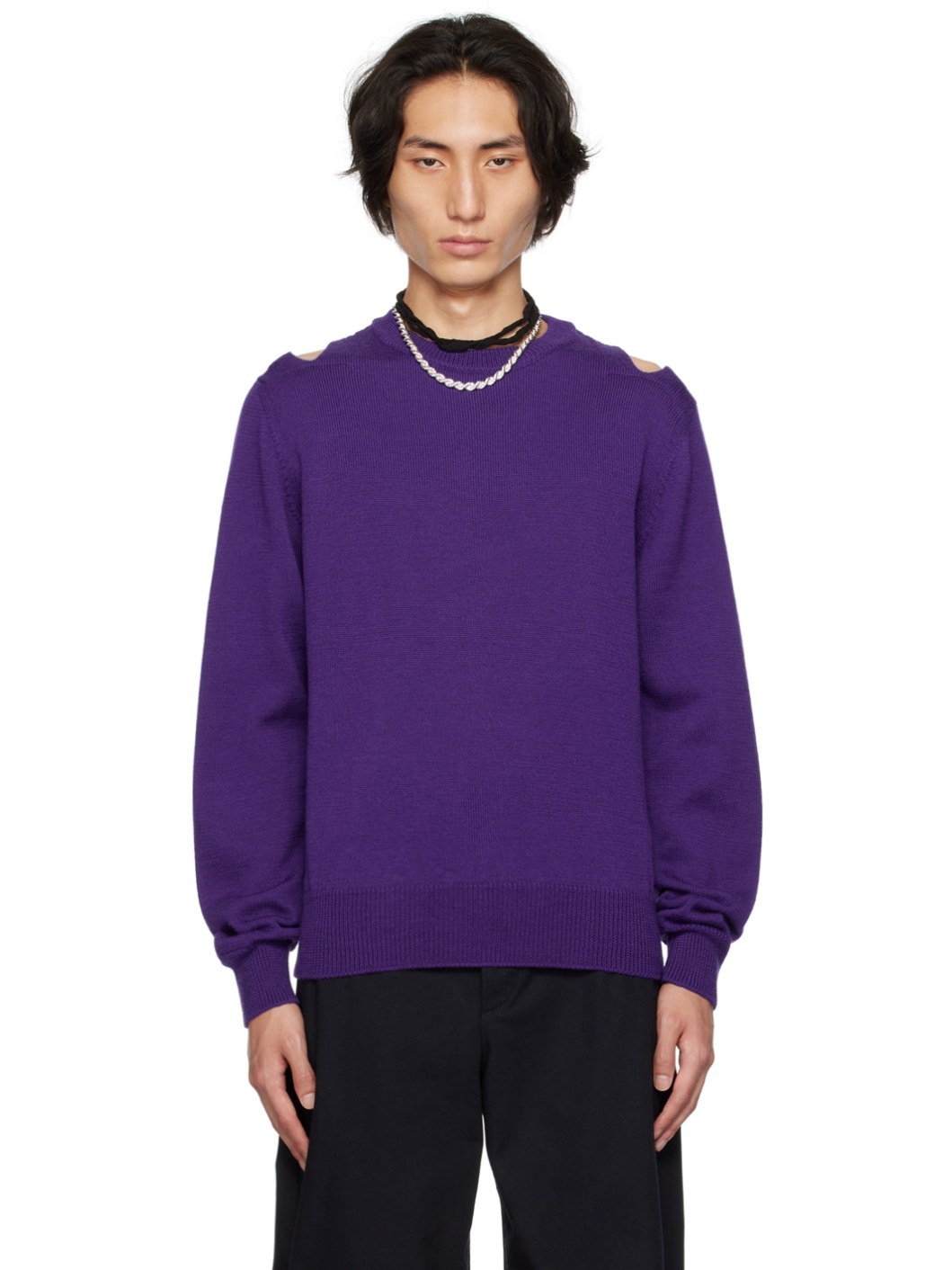 Purple Cutout Sweater - 1