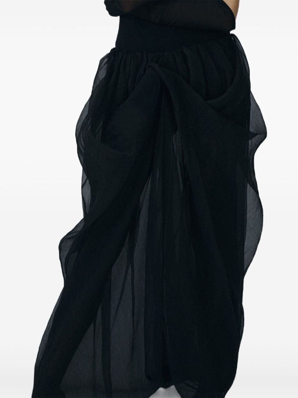 draped ruffled long skirt - 3