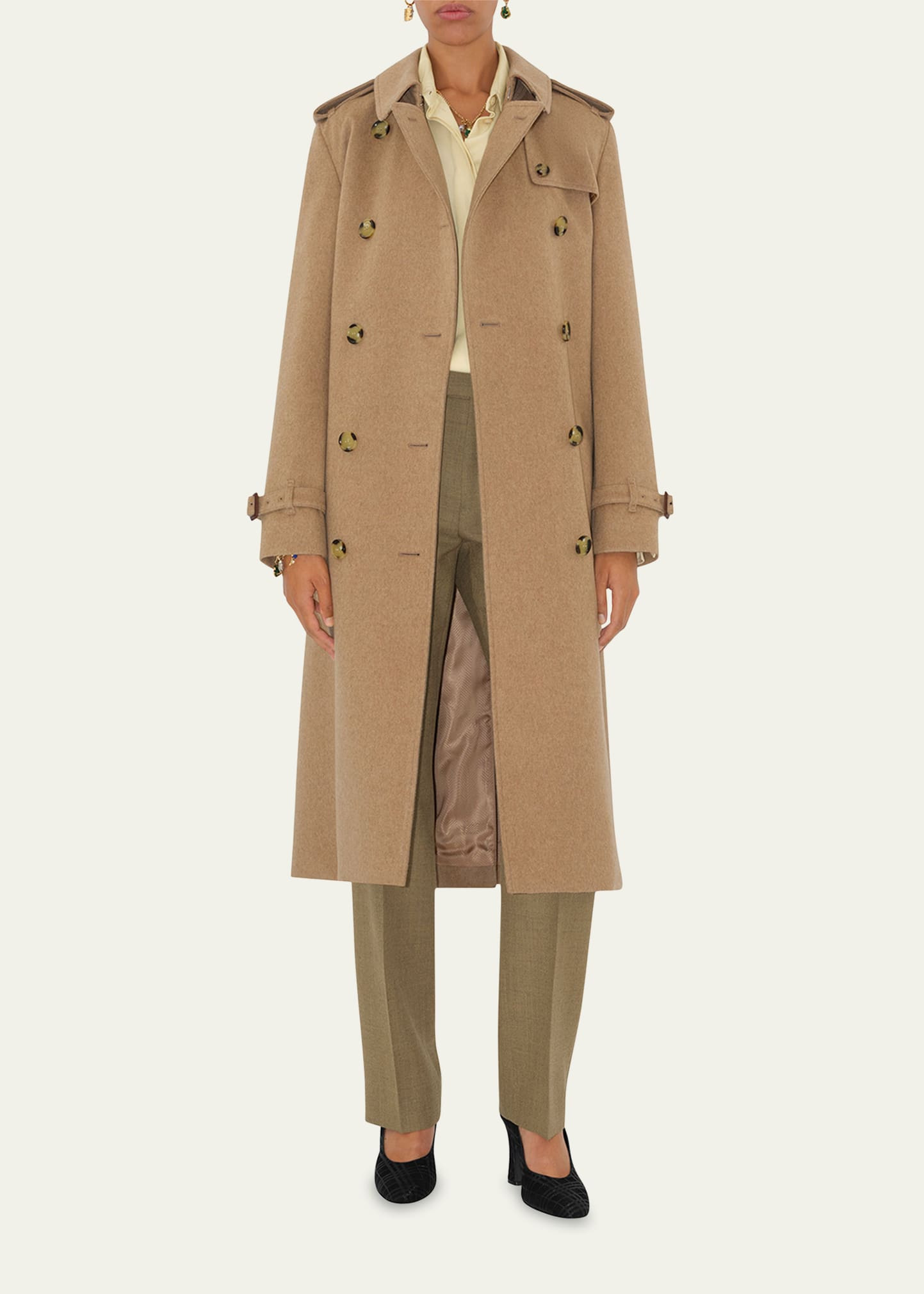 Kensington Belted Cashmere-Wool Double-Breasted Trench Coat - 2