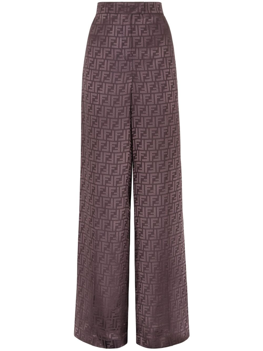 monogram jacquard silk trousers - 1