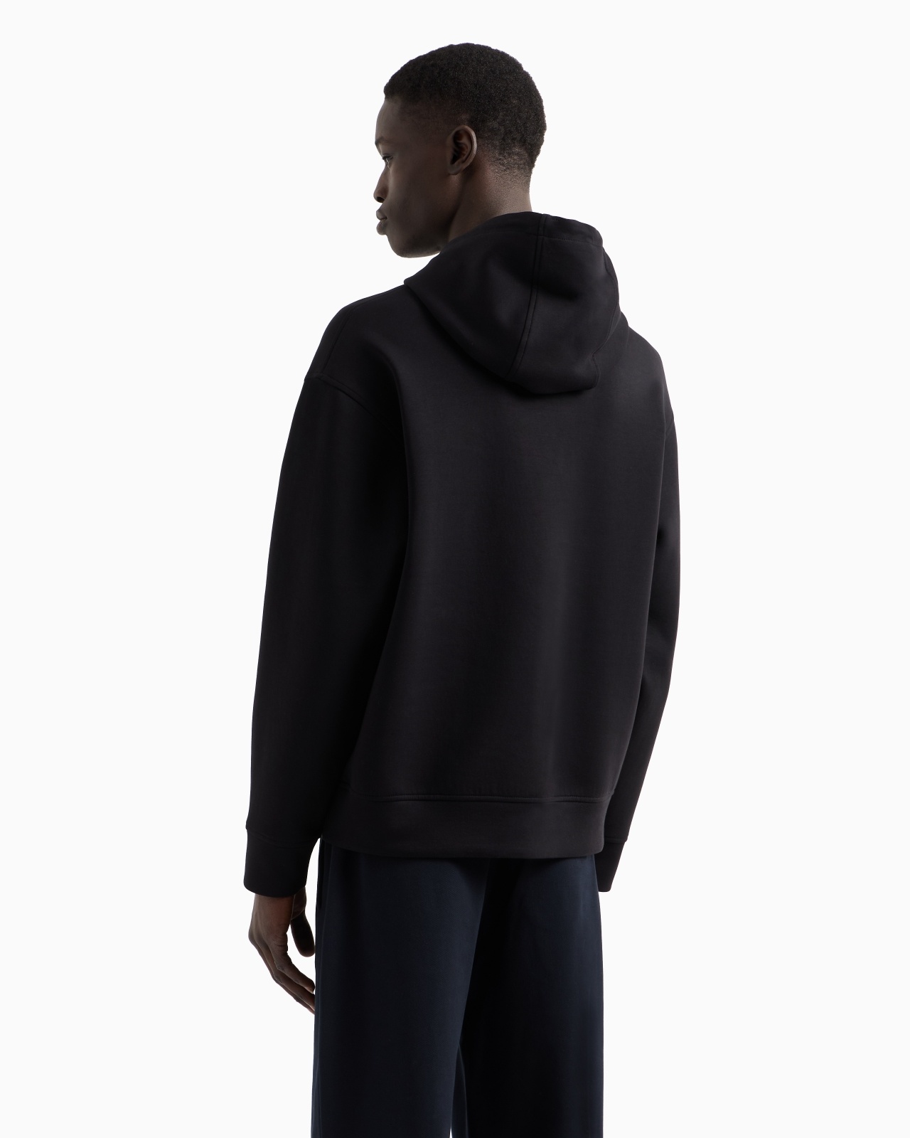 HOODED SWEATSHIRT IN DOUBLE JERSEY WITH CONTOURED EAGLE FLOCKED PRINT - 3