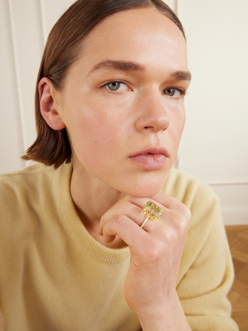 ILEANA MAKRI Solitaire 18-karat Gold, Amethyst And Diamond Ring outlook