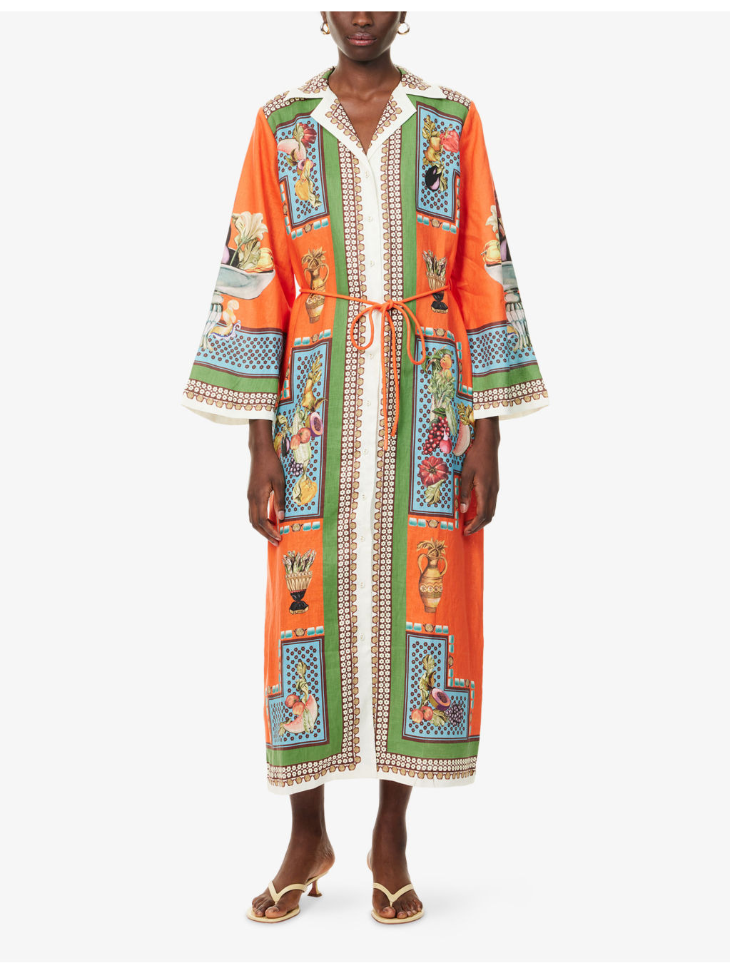 Rocco Graphic-Pattern Flax Midi Shirt Dress - 3