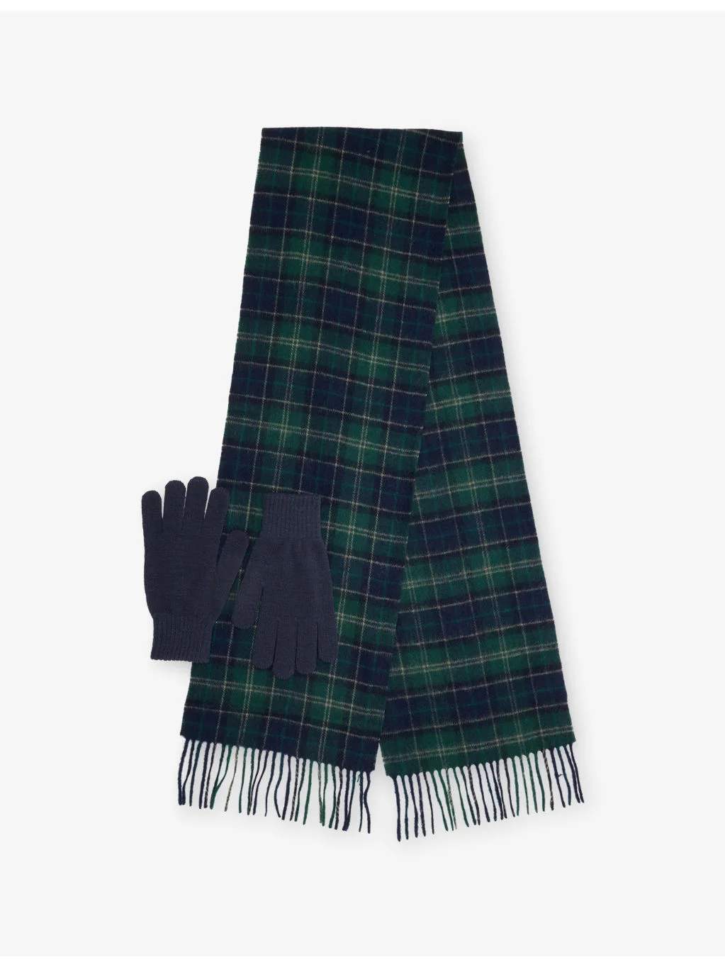 Tartan Wool Scarf and Gloves Set - 1