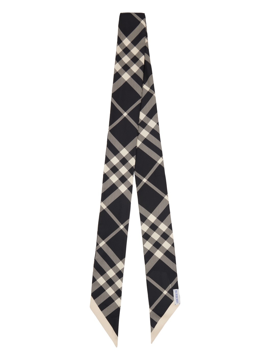 Black Skinny Check Silk Scarf - 2