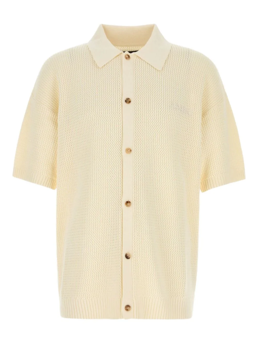 embroidered-logo crochet shirt - 1