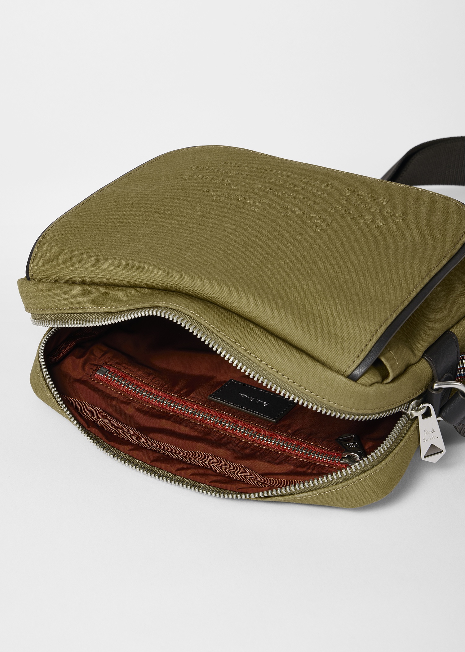Khaki 'Floral Street' Cotton Canvas Messenger Bag - 3